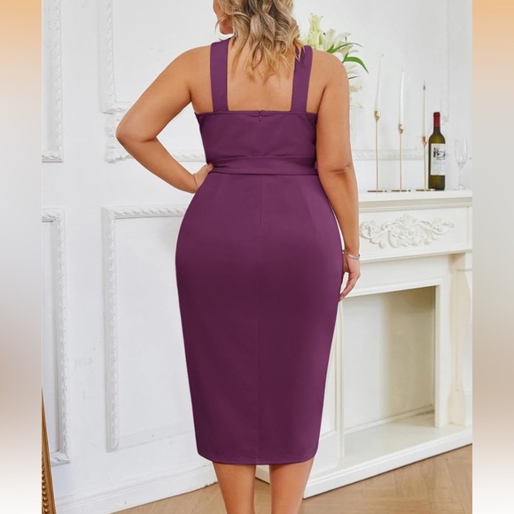 Chic Halter Midi Dress in Deep Purple - Picture 4 of 5